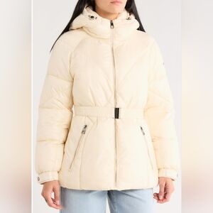 BCBGeneration Women's Missy Belted Cream Color Puffer Jacket. Size S